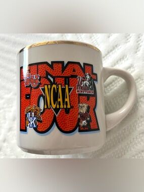 Vintage 1996 Final Four NCAA White and Orange Collector Mug with Gold Rim